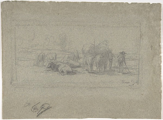Landscape with Cattle-Marie-Rosalie Bonheur,16x12"(A3) Poster