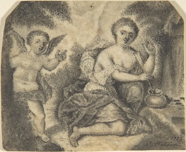 Venus Dipping an Arrow Into a Pot with Cupid to the Left 1725-, Poster Print