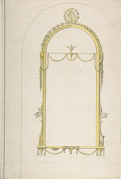 Design for a Pier-glass with Arched Head and Palmette Terminat,  Poster Print Wall Art