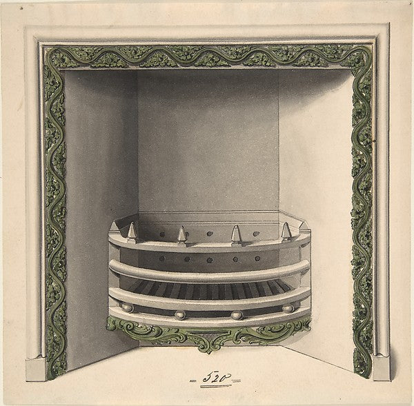 Design for Cast-iron Grate  Elevation and Plan 1814-Benjamin D,  Poster Print Wall Art