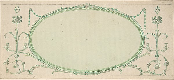 Design for a Mirror in the Form of a Horizontal Oval  Elevatio,  Poster Print Wall Art