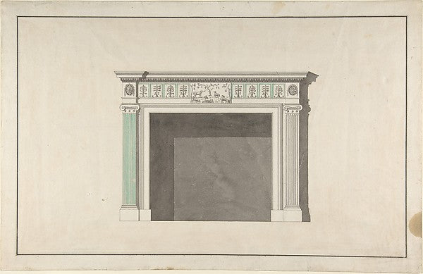 Design for a fireplace mid-18th–late 18th cent-Attributed to R, Poster Print