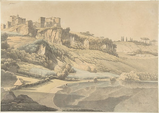 Genzano and Lake Nemi early 19th cent-Josephus Augustus Knip,16x12"(A3) Poster