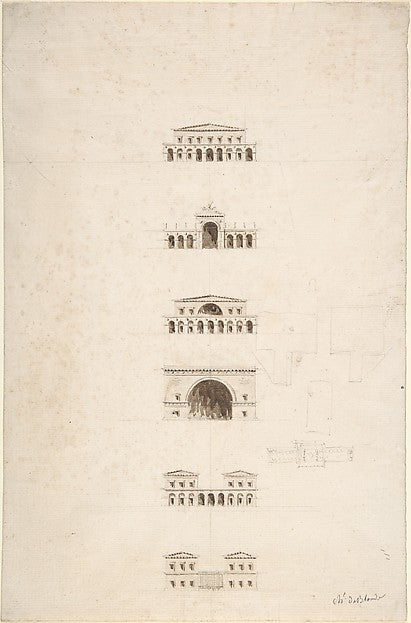 Architectural Designs for Six Buildings n.d.-Charles de Blonde,16x12"(A3) Poster