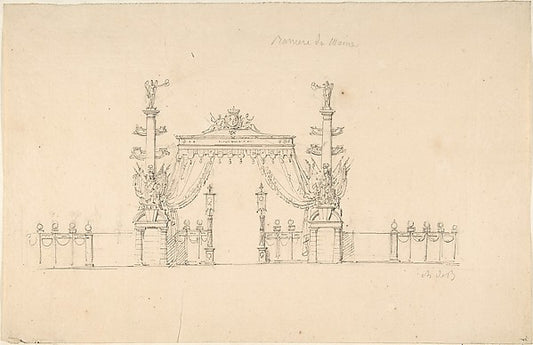 Design for Temporary Festival Pavillion at the Barrier du Main,16x12"(A3) Poster