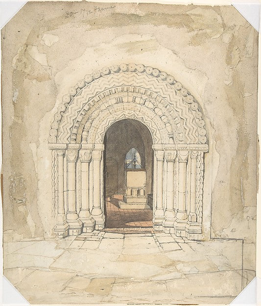 Doorway  Heckingham Church c1818-John Sell Cotman,16x12"(A3)Poster