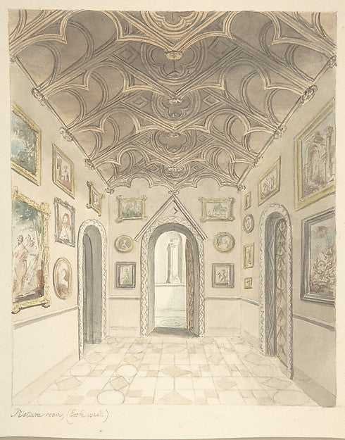 Lea Castle  Worcestershire  Picture Room  Looking West c1816-A, Poster Print
