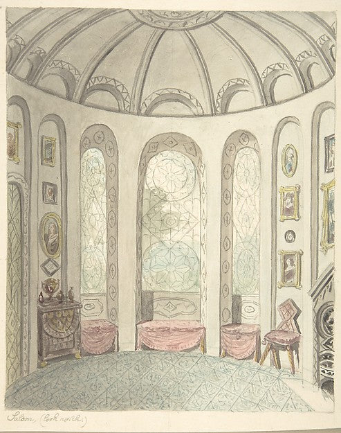 Lea Castle  Worcestershire  Saloon  Looking North c1816-Attrib, Poster Print