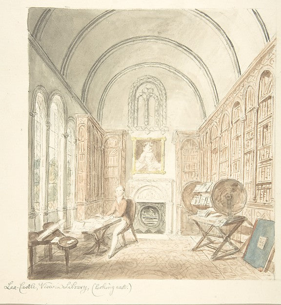 Lea Castle  View in the Library  Looking East c1816-Attributed, Poster Print