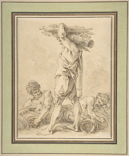 Standing Man Carrying Fasces and Arms-François Boucher,16x12"(A3)Poster