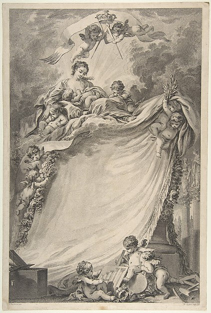 Diploma of the Freemasons of Bordeaux  after François Boucher,16x12"(A3)Poster