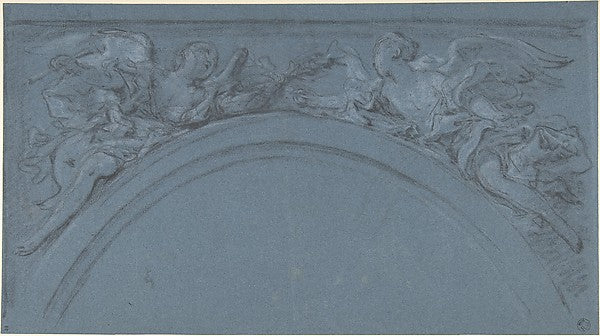 Design for two spandrels with winged figures 18th cent-Françoi,  Poster Print Wall Art
