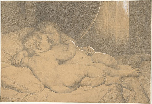 Two Sleeping Children n.d.-William Bouguereau,16x12"(A3) Poster