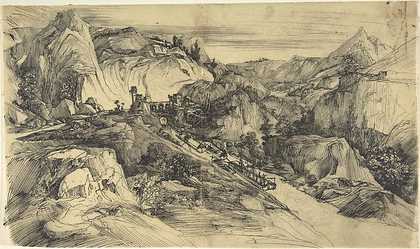 Mountainous Scene-Rodolphe Bresdin,  Poster Print Wall Art