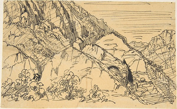 Mountainous Site-Rodolphe Bresdin, Poster Print