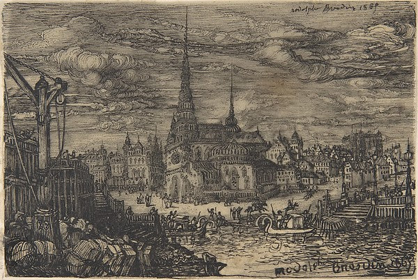 The Church and the Port 1869-Rodolphe Bresdin,  Poster Print Wall Art