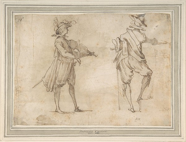 Study of Two Figures c1617-Jacques Callot,16x12"(A3) Poster