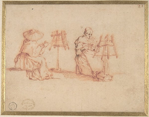 Two Women Winding Yarn early 17th cent-Jacques Callot,16x12"(A3)Poster