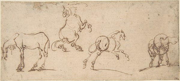 Four Studies of Horses 16th cent-Jacques Callot,16x12"(A3)Poster