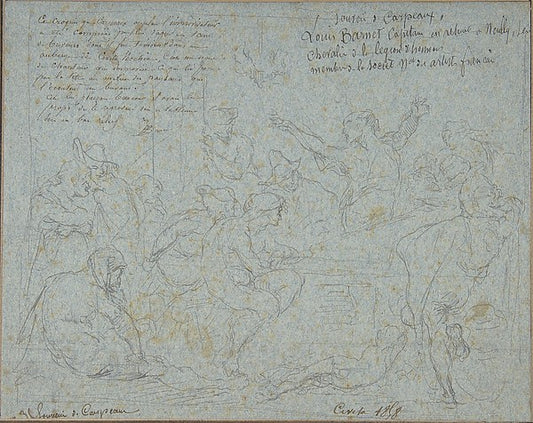 Scene in a Tavern at Civita Vecchia 1858-Jean-Baptiste Carpeau,16x12"(A3) Poster