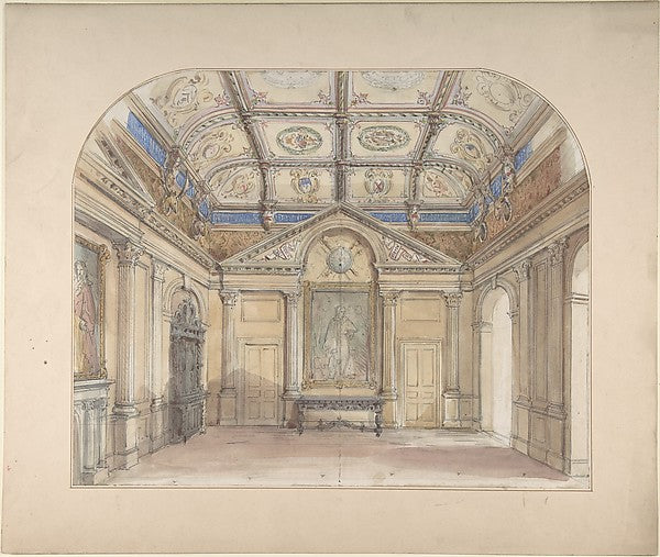 Interior with coffered ceiling and Corinthian order applied to,  Poster Print Wall Art