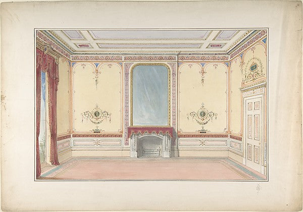 Interior -  Fireplace wall 19th cent-John Gregory Crace,and So,  Poster Print Wall Art