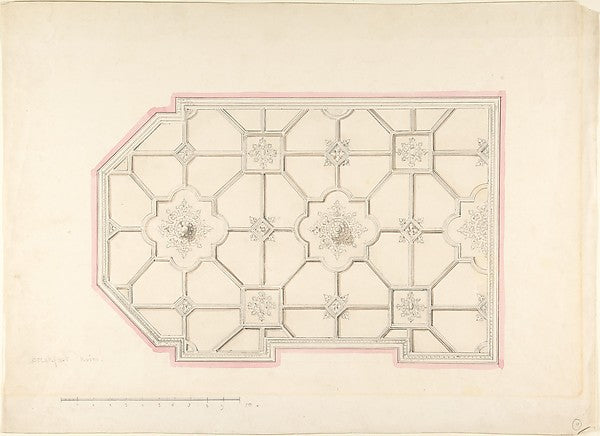 Ceiling design 19th cent-John Gregory Crace,and Son,  Poster Print Wall Art
