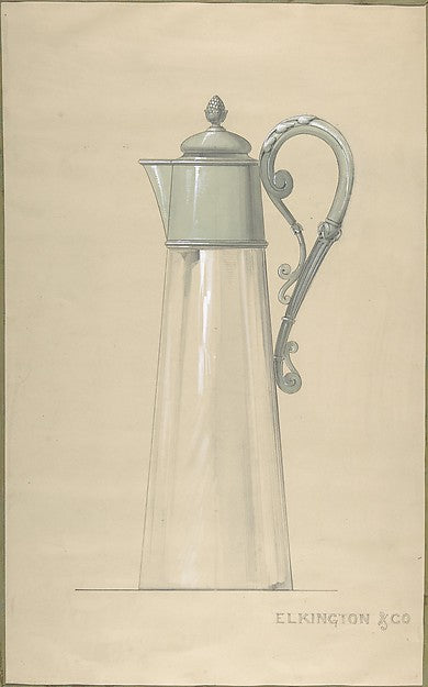 Design for Glass and Silver Water Pitcher  with a Cover 1820–6,  Poster Print Wall Art