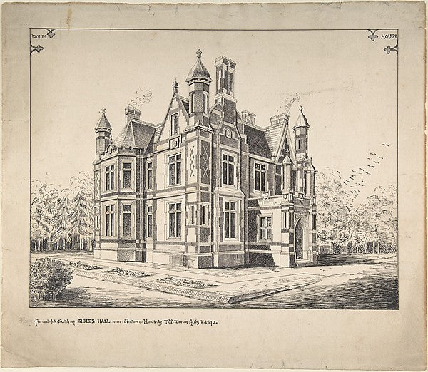 Perspective elevation  Poles Hall  near Andover  Hampshire 187,  Poster Print Wall Art