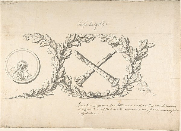 Design for a Frieze Ornamented with Musical Instruments late 1,  Poster Print Wall Art