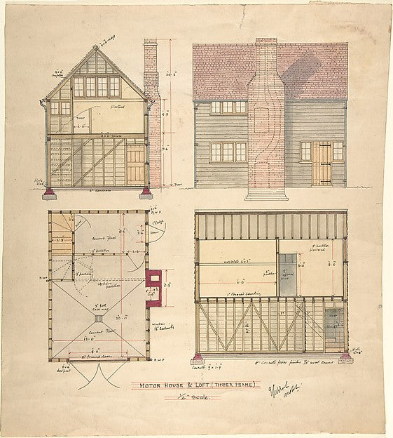 Motor House and Loft  late 19th–early 20th cent-Ernest Geldart,  Poster Print Wall Art