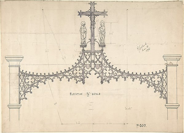 Rood and screen 1896-Ernest Geldart,  Poster Print Wall Art