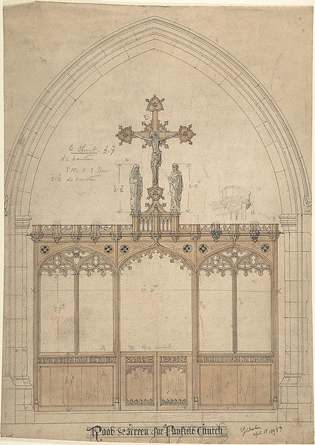 Rood and screen for Panfield church 1898-Ernest Geldart,  Poster Print Wall Art