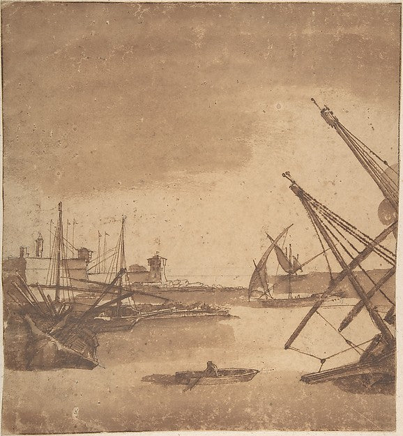 A Port Scene 17th cent-attributed to Claude Lorrain ,16x12"(A3) Poster