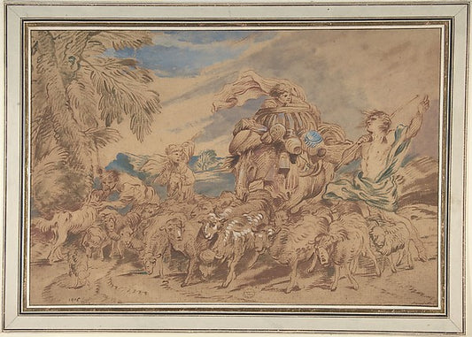 Pastoral Scene:  Shepherds and Their Flock n.d.-Attributed to,16x12"(A3) Poster