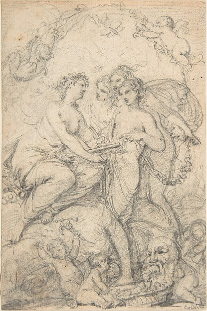 Design for a Book Illustration 18th cent-attributed to Charles,  Poster Print Wall Art