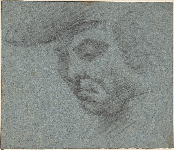 Head of Man Facing Left-Attributed to Charles Nicolas Cochin I,  Poster Print Wall Art
