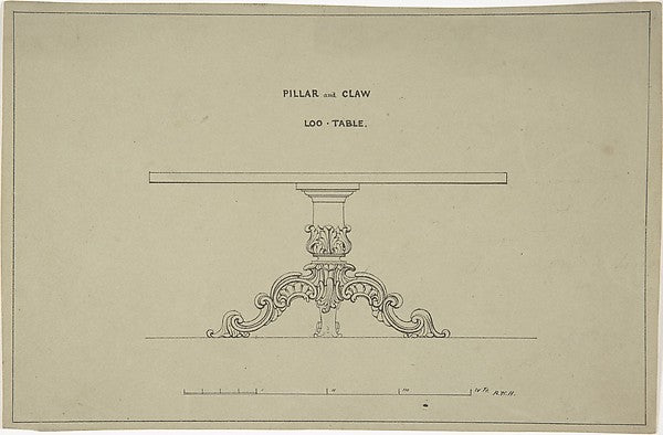 Design for Loo-Table with PIllar and Claw Support 1835–1900-Ro, Poster Print