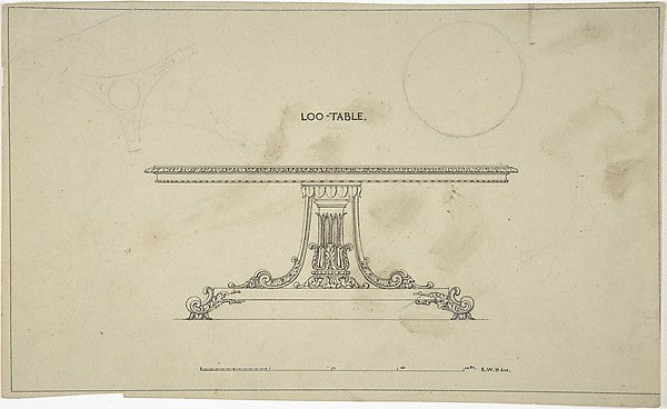 Design for Loo-Table  with plans of top and pedestal 1835–1900, Poster Print