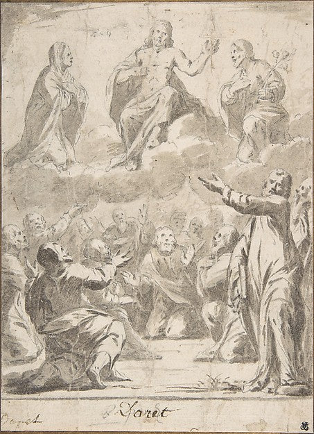 The Risen Christ between the Virgin and St. Joseph  Appearing,  Poster Print Wall Art