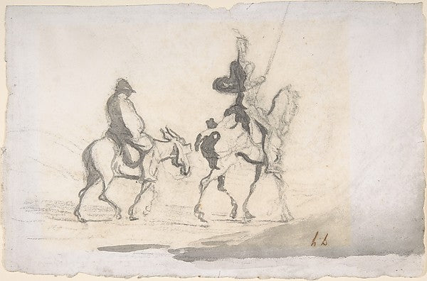 Don Quixote and Sancho Panza 19th cent-Honoré Daumier,  Poster Print Wall Art
