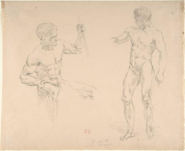 Seated and Standing Male Nudes  after photographs by Eugène Du,16x12