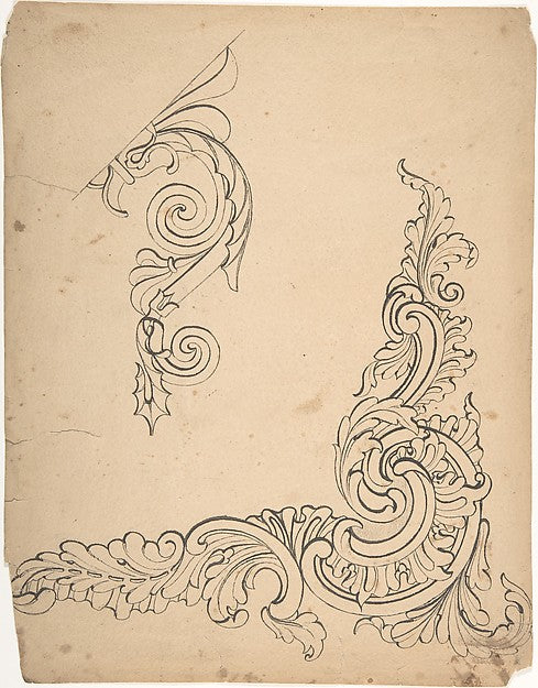 Designs for borders and corners  acanthus 1830–1900-Robert Wil,  Poster Print
