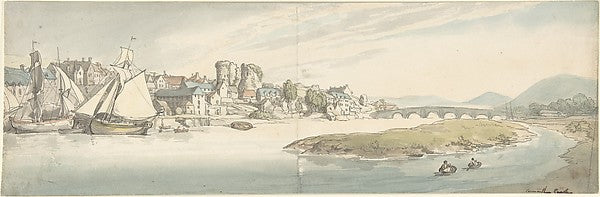 View of town on a river  1775–1827-Thomas Rowlandson,  Poster Print Wall Art