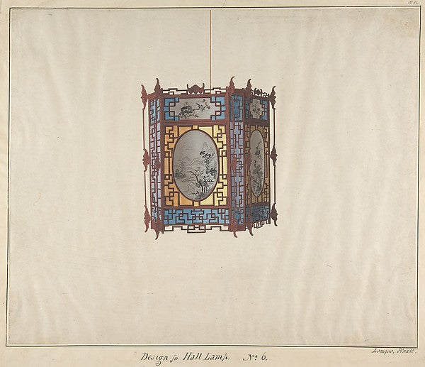 Design for a Hall Lamp No.6 c1845-Lamqua,  Poster Print Wall Art