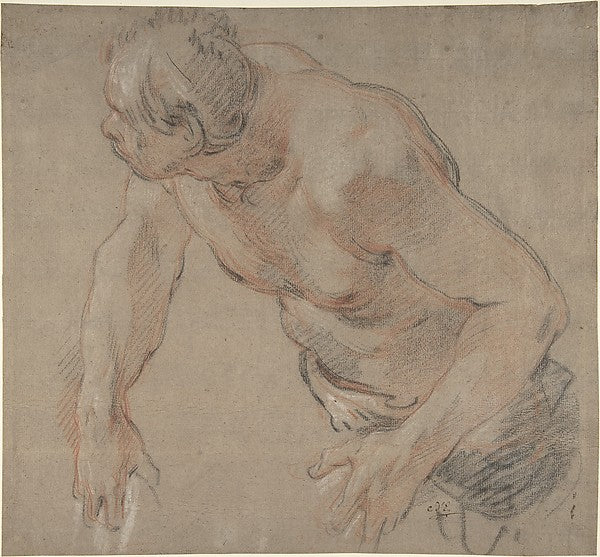Half Figure of a Man  Nude to the Waist 18th cent-Jean-Baptist,  Poster Print Wall Art