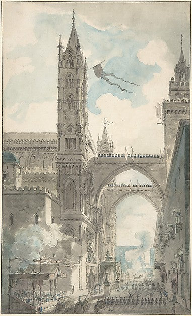 View of the Portal and Principal Entrance of the Cathedral of,  Poster Print Wall Art