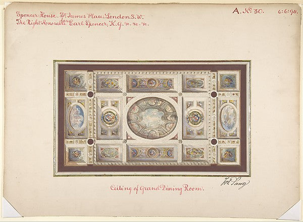 Ceiling of Dining Room  Spencer House  St. James Palace  Londo,  Poster Print Wall Art