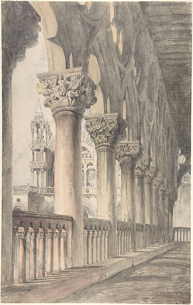Loggia of the Ducal Palace  Venice 1849–50-John Ruskin,16x12"(A3) Poster