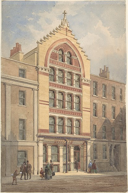 Facade of a Commercial Building  Venetian Gothic Style c1870-A,  Poster Print Wall Art
